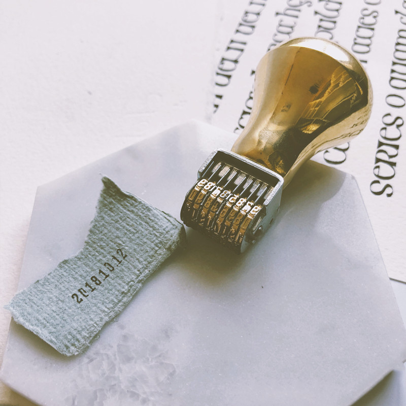 Rubber Date Stamp - Retro Rullo Data Timbro di Rame